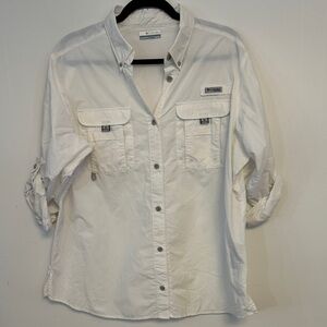 Columbia Women's White Button Down Shirt with Pockets
